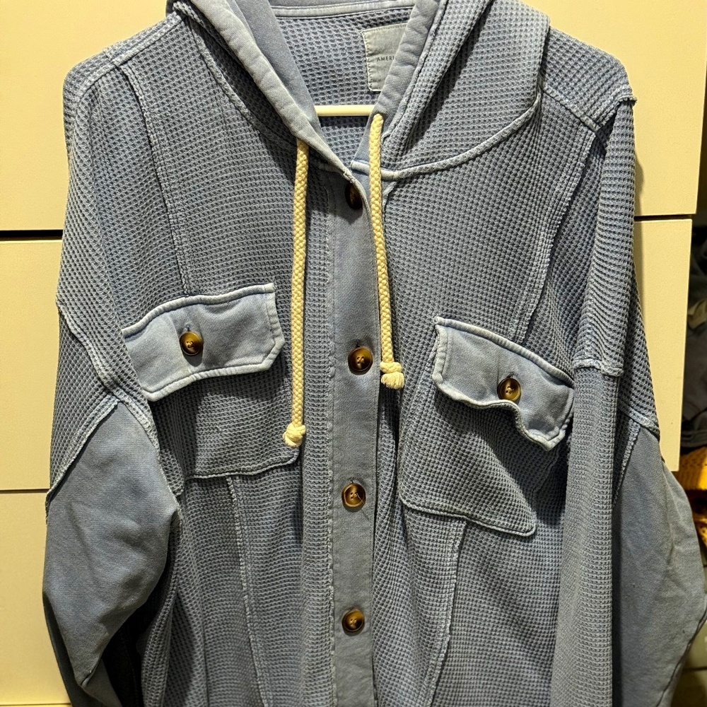 American Eagle Thermal Button Down Hoodie